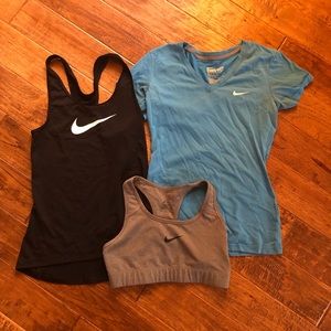 Nike Athleticwear XS BUNDLE of Three (Shirt, Tank, Sports Bra)